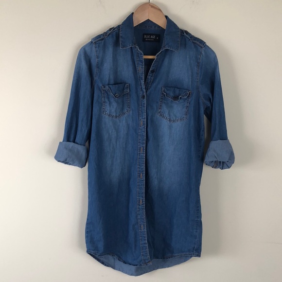 NWOT Blue Age Chambray Denim button down top - Picture 1 of 6